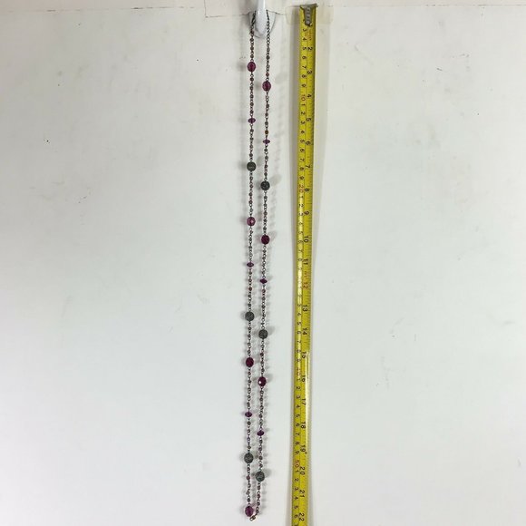 Premier Designs Necklace Gray Purple Beaded Chain - Picture 5 of 5